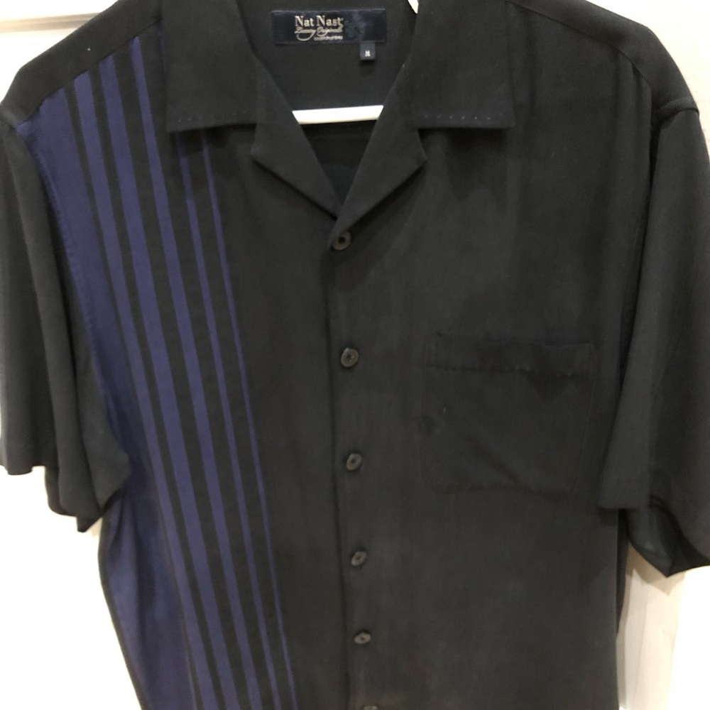 Nat Nast 100% silk men’s shirt medium black & navy